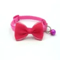 Pink pet collar with bowknot and bell, cute neck strap for cats and small dogs variant. - Silver Border Style / Rose Red