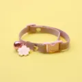 Roze corduroy kattenhalsband met schattige bloemenhanger en bel voor kleine honden en katten - Lotusroze