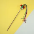 Juguete Varita Teaser para Gato de Navidad, Pompon Rojo Verde Cinta Campana Bastón Interactivo - Estilo Redondo Facetado