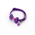 Purple pet collar variant, cute polka dot bow and metal bell for cats and small dogs. - Purple