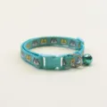 Adjustable cute cartoon print pet collar with bell for cats and small dogs light blue - Mint Green
