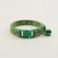 Green pet collar with bell, cute cartoon animal print cat collar, adjustable size. - Light Green