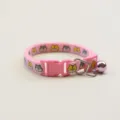 Pink cute cartoon pet cat dog collar with bell adjustable nylon neck strap for small animals - Light Pink