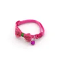 Pink pet collar with polka dot bow and bell, adjustable cute kitten and puppy accessory. - Rose Red