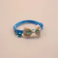 Blue pet collar with plaid bow and bell variant for cats and dogs cute accessory - Sky Blue