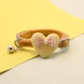 Carino collare per gatti in peluche con fiocco a cuore e campanello, giallo per cani. - Arancione