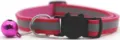 Pink Reflective Cat Collar with Bell, Cute Safety Buckle and Metal D-Ring for Pets - Rose Red