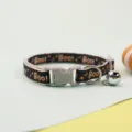 Halloween pet cat dog collar variant with bell and Boo print black and white stylish accessory - BOO Collar