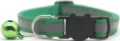 Green reflective cat collar with safety buckle and bell, adjustable pet collar variant. - Dark Green