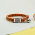 Halloween pet collar with bat print, adjustable strap, bell and buckle for cats and dogs. - Bat Collar