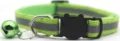 Reflective pet collar with cute cat safety buckle, metal ring and bell, bright green design. - Light Green