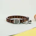 Halloween pet collar with cute pumpkin pattern, grey buckle and metal bell for cats and small dogs. - Pumpkin Collar