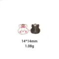 Cute cartoon bow rabbit alloy oil-dropping DIY jewelry accessory, pendant for keychain and hair clips. - White (Pink Bow)