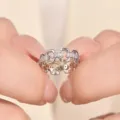 Bague chaîne élégante en moissanite pour femme, design tressé stylé et brillant anneau - Taille US 4 / Bague Trombone Épicée (Or Blanc)