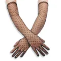 Mujeres guantes largos transparentes vintage de lunares de malla para vestido de novia vista principal - Talla única / Lunares negros largos con guantes negros