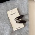 Retro Kord Polka Dot Schnabel Haarspangen Set minimalistische Metallplakette Haarschmuck - Buchstaben Silber Tag Paar / 2er Set / Kaffee Punktmuster