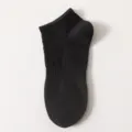 Close-up detail of black ankle socks, soft knitted fabric texture, simple daily wear. - No-Show Socks / 5cm / Black