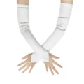 Guanti lunghi in satin senza dita da donna per matrimonio sposa costume vintage bianco - Bianco
