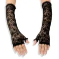 Guantes largos negros de encaje sin dedos protección solar mangas de malla para fiesta de mujeres. - Talla única / Narciso Sin Dedos