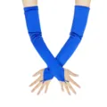 Vrouwen lange koningsblauwe satijnen vingerloze handschoenen 1920s feest bruiloft accessoires - Blauw