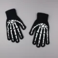 Guantes de punto negro con diseño de esqueleto para Halloween, cálido para uso exterior. - Talla Única / Garra de Dedo Completo