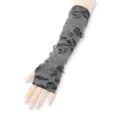 Guantes largos sin dedos destruidos punk grises manguitos góticos calados para mujer - Talla única / Negro Desgastado