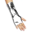 Silver metallic fingerless glove punk style stage performance arm warmer costume accessory option - One Size / Silver