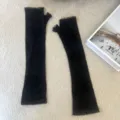 Guantes largos negros de encaje sin dedos con diseño de telaraña para cosplay gótico chic. - Talla única / Dedo Abierto Telaraña Largo Negro