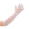 Guantes largos de encaje rosa mujer sexy transparentes florales proteccion solar - Talla Única / Rosa