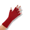 Solid red knit fingerless gloves long arm warmers winter thermal ribbed knitted gloves - One Size / Wine Red Long Ribbed