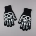 Guantes de punto con calavera de Halloween esqueleto garra exterior ciclismo térmico - Talla Única / Cara de Fantasma Dedo Completo