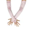 Vrouwen lange roze satin opera handschoenen vingerloos ontwerp voor feest bruiloft - Roze