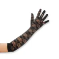 Women long black lace gloves sexy five-finger breathable sun protection bridal sleeves summer - One Size / Black
