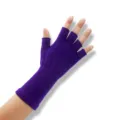 Lila Acryl Strick fingerlose Handschuhe lange Rippbündchen Armstulpen Herbst Winter warm - Einheitsgröße / Lila Lang Gerippt