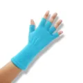 Blaue fingerlose Strick-Langhandschuhe, einfarbig Winter warme Acryl gerippte Armstulpen - Einheitsgröße / Seezeitblau Lang Gerippt