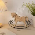 Nordisches Retro Holz Schaukelpferd Ornament Tischdeko Vintage Heim Deko Geschenk - Hellgelb