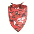 Foulard bandana Halloween rouge pour chats et chiens, bavoir imprimé citrouille chauve-souris. - 62*45*45cm / Style 1