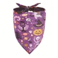Bandana Chien Chat Halloween Violet bavoir Tissu Motif Citrouille Squelette Squelettique - 62*45*45cm / Style 2