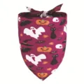 Halloween Bandana pour Chien Chat Violet Citrouille Fantome Tissu Chien Bavoir Triangle - 62*45*45cm / Style 3