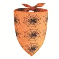 Bandana pour animal orange avec toile d'araignée et pois, idéal pour Halloween chat et chien. - 62*45*45cm / Style 6