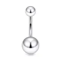 Stainless steel belly button ring detail shot, classic curved barbell body piercing jewelry. - 1.2*10*5*8mm / Steel