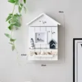 Portachiavi da parete in legno stile mediterraneo con decorazione di faro e conchiglie 30cm - Scatola portachiavi faro