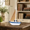 Modello di barca a vela in legno mediterraneo decorazione da tavolo ornamento casa - Barca di Tela Stile Salvagente