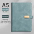 A5 grey-blue PU leather notebook with magnetic clasp and high-bulk paper inner pages. - A5 / Grey Blue
