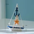 Barca a vela in legno stile mediterraneo decorazione da scrivania foto oggetto - Stile Barca Ancora