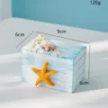 Caja de almacenamiento de madera estilo mediterráneo decoración de playa con estrella de mar - Caja de Estrella de Mar