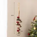 Campana in metallo sospesa di Natale vintage con corda di juta e fiocchi rossi per festa. - Catena di Campane Fiocco Rosso