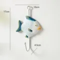 Gancio da parete a forma di pesce stile mediterraneo, appendiabiti creativo in resina e metallo. - Piccolo Gancio Pesce