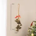 Campanella di Natale appendi in ferro vintage con corda di juta e fiocco rosso festa. - Catena di Campane Fiocco Nastro Floreale