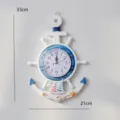 Mediterranean style anchor wall clock wooden nautical hanging decor for home room 33cm - Style A - Small Sailboat